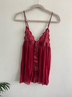 Victoria's Secret Red Lace & Chiffon Babydoll Chemise